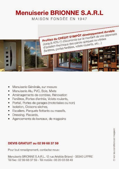 Menuiserie BRIONNE SARL, Magasin de Meubles et Décoration à Liffré
